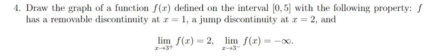 Solved 4. Draw the graph of a function f(x) defined on the | Chegg.com