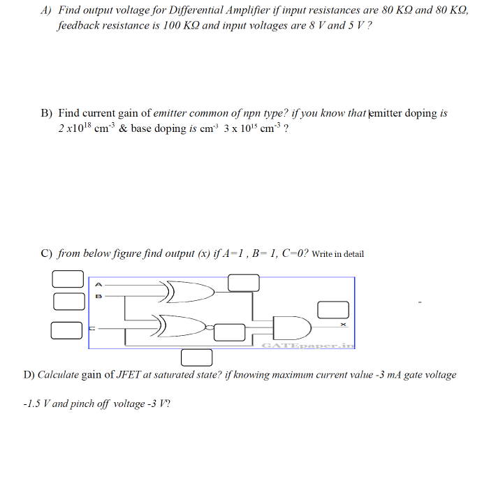 Solved A) Find output voltage for Differential Amplifier if | Chegg.com