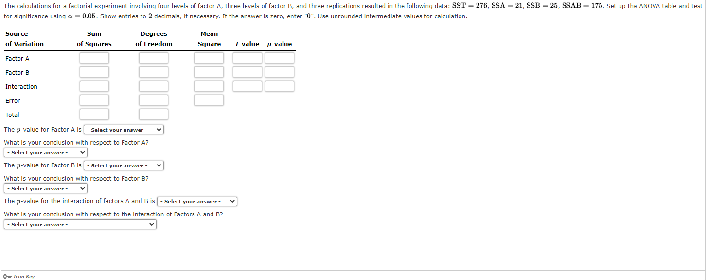 Solved factorial experiment involving four levels of factor | Chegg.com