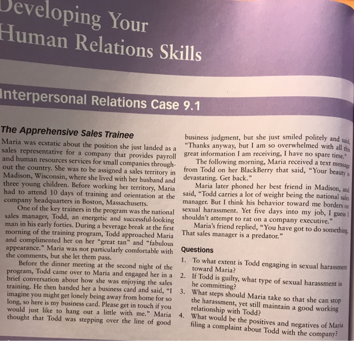 Solved Jeveloping Your Human Relations Skills Interpersonal Chegg