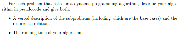 Solved For each problem that asks for a dynamic programming | Chegg.com