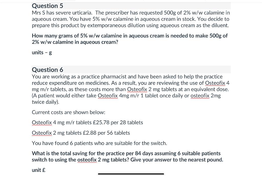 Solved Question 5 Mrs S has severe urticaria. The prescriber | Chegg.com