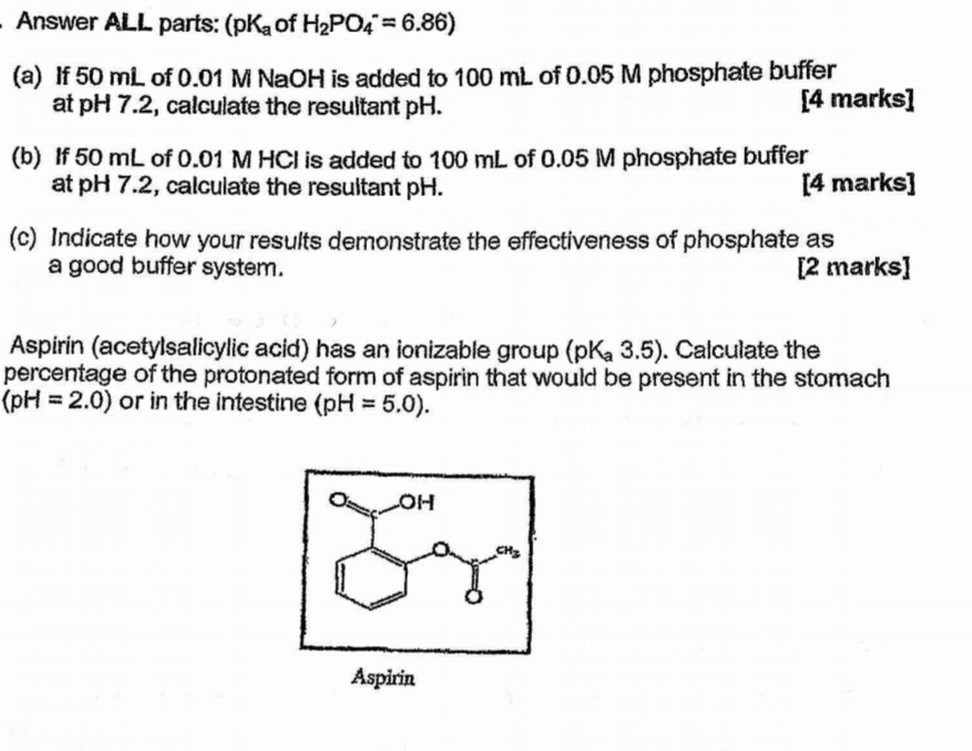 Solved Answer ALL parts: (pKa of H2PO4- 6.86) (a) If 50 mL | Chegg.com