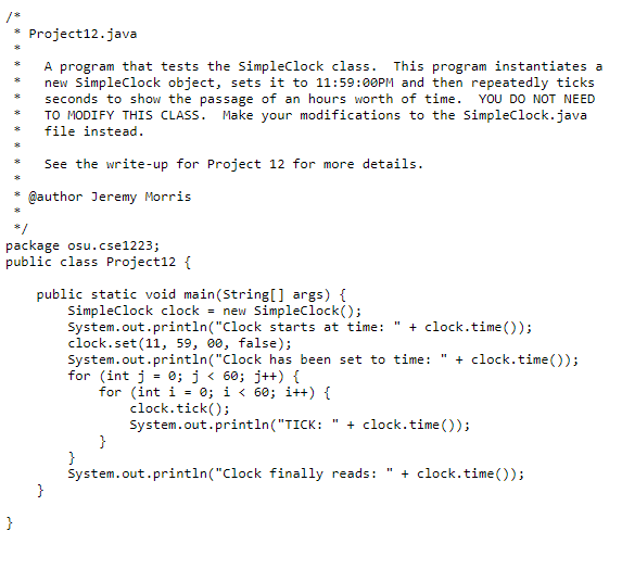 Solved Project 12 Description This lab is structured | Chegg.com