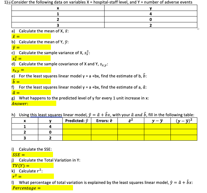 Solved 1 Consider The Following Data On Variables X Hos Chegg Com