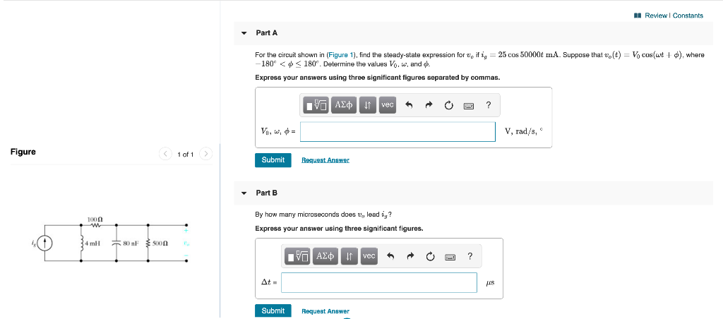 Solved I Review Constants Part A Vocos(wto), where For the | Chegg.com