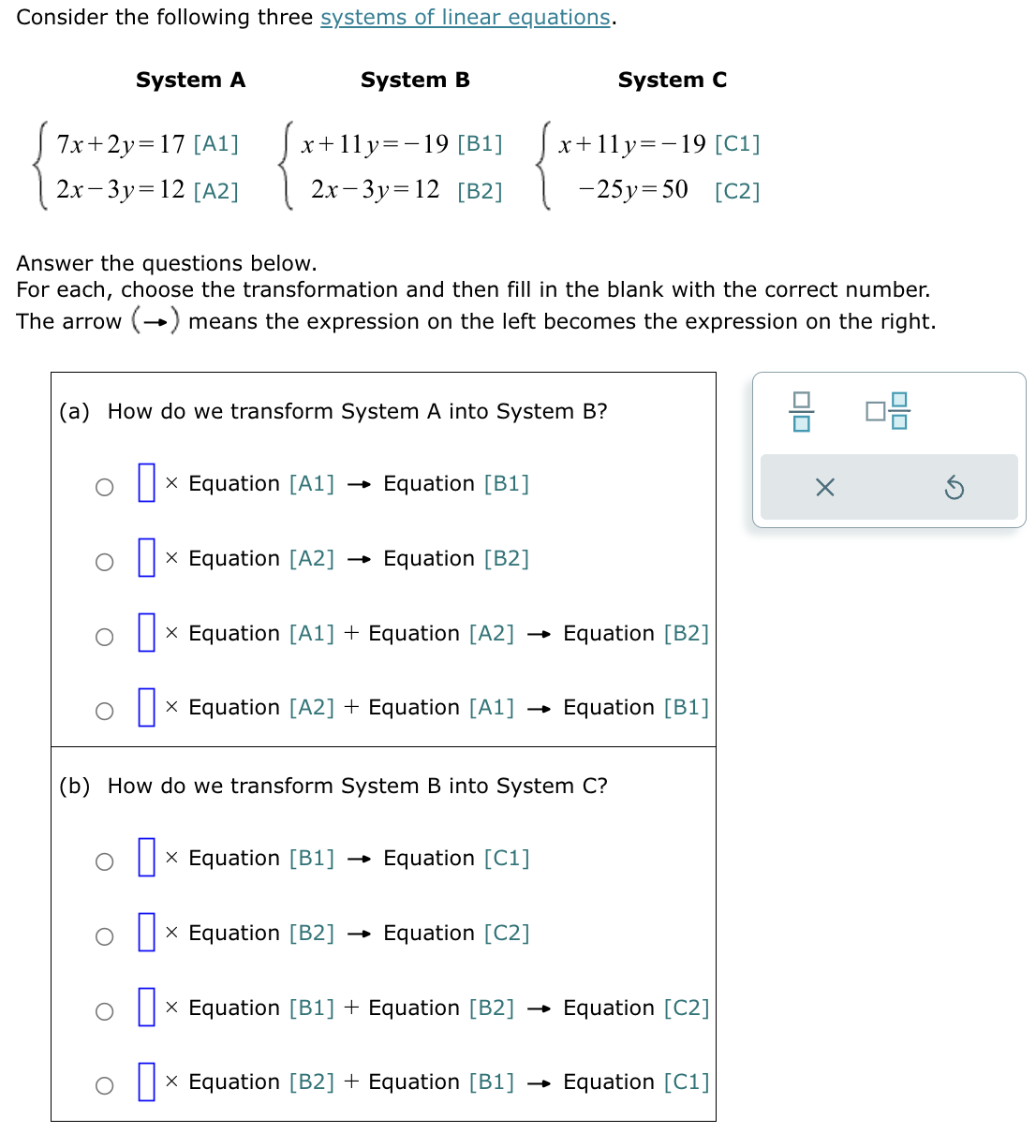 Solved Consider The Following Three Systems Of Linear | Chegg.com