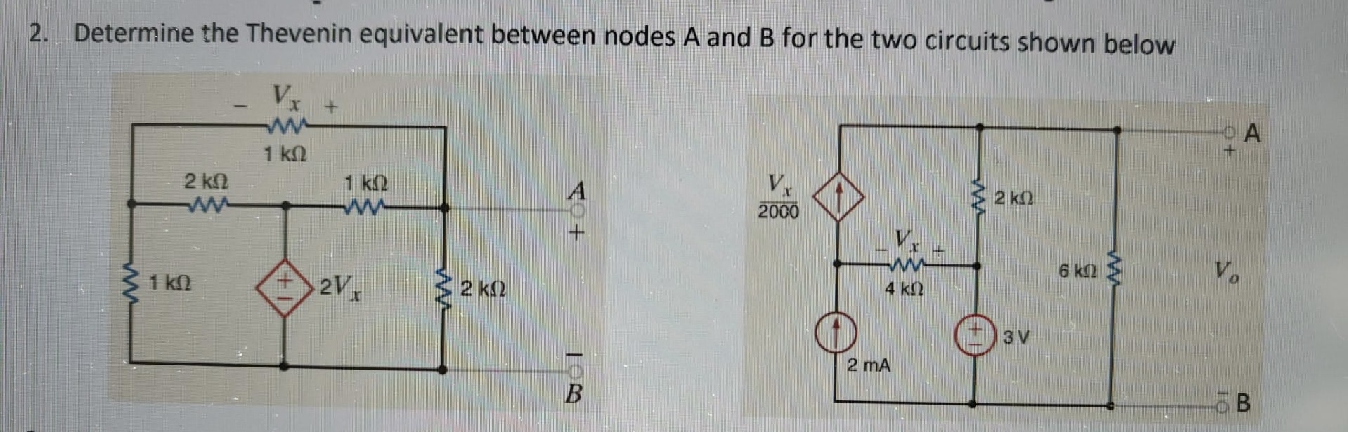 Solved 2. Determine the Thevenin equivalent between nodes A | Chegg.com