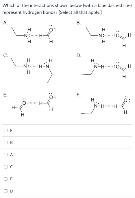 Solved Which of the interactions shown below (with a blue | Chegg.com