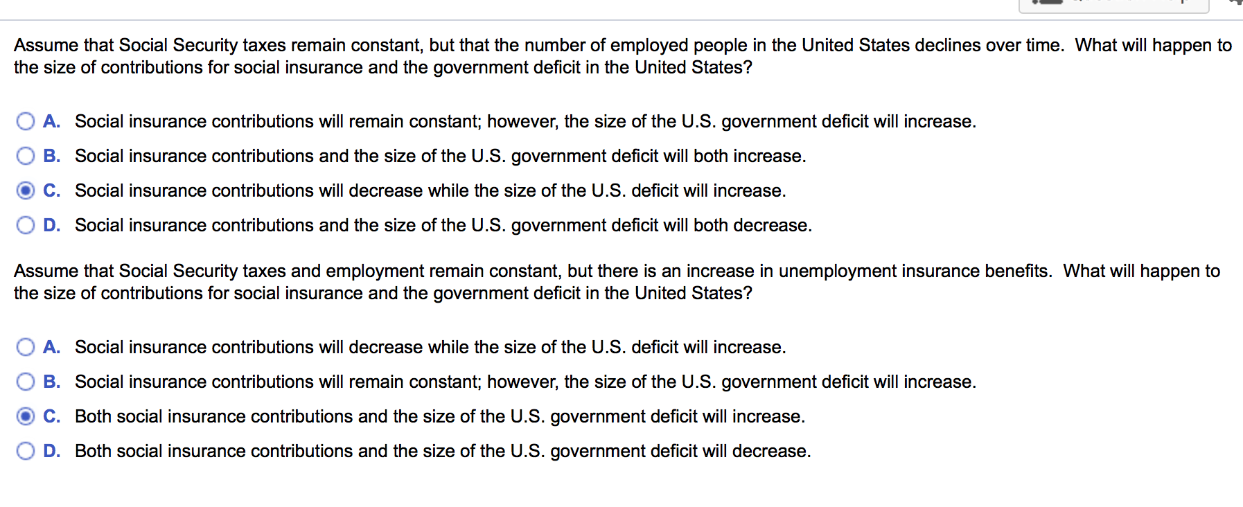 Solved Assume that Social Security taxes remain constant