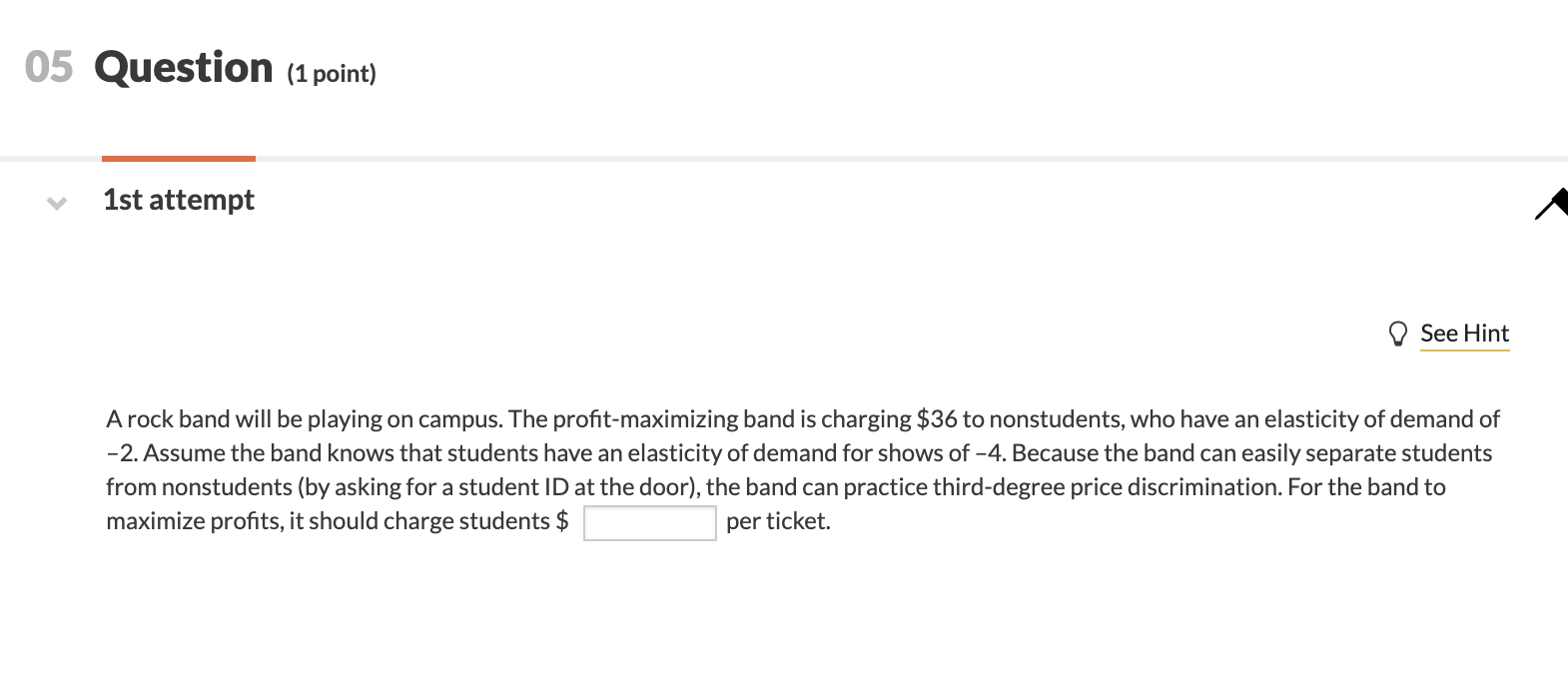Solved 05 Question (1 point) 1st attempt See Hint Arock band | Chegg.com