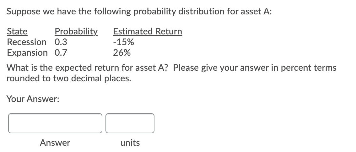 Solved Suppose we have the following probability | Chegg.com