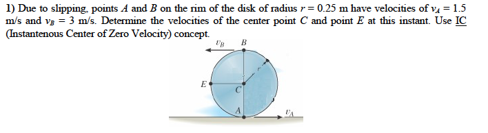 Solved 1) Due to slipping points A and B on the rim of the | Chegg.com
