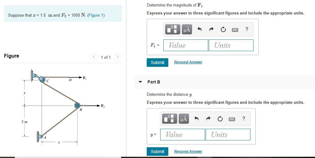 Solved Determine the magnitude of F1 Express your answer to | Chegg.com