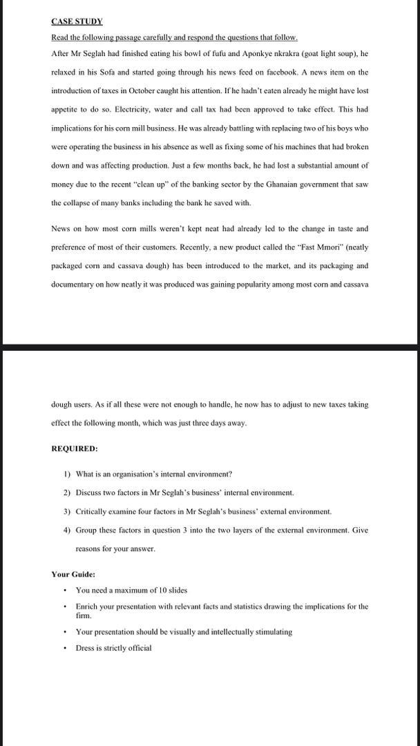 Solved CASE STUDY Read the following passage carefully and | Chegg.com