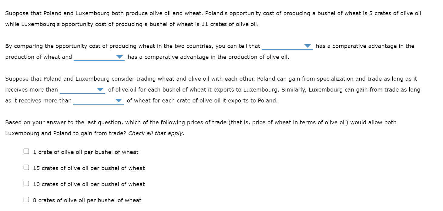 Solved Suppose that Poland and Luxembourg both produce olive