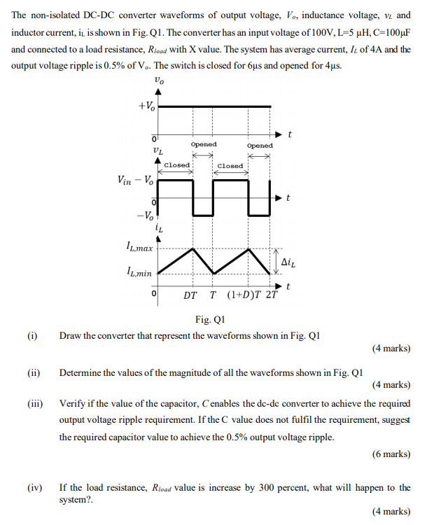 Solved The non-isolated DC-DC converter waveforms of output | Chegg.com