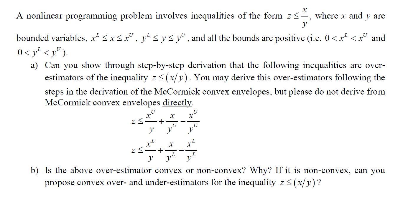 x A nonlinear programming problem involves | Chegg.com