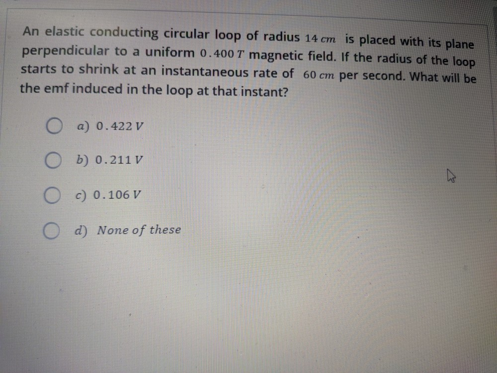 Solved An elastic conducting circular loop of radius 14 cm | Chegg.com