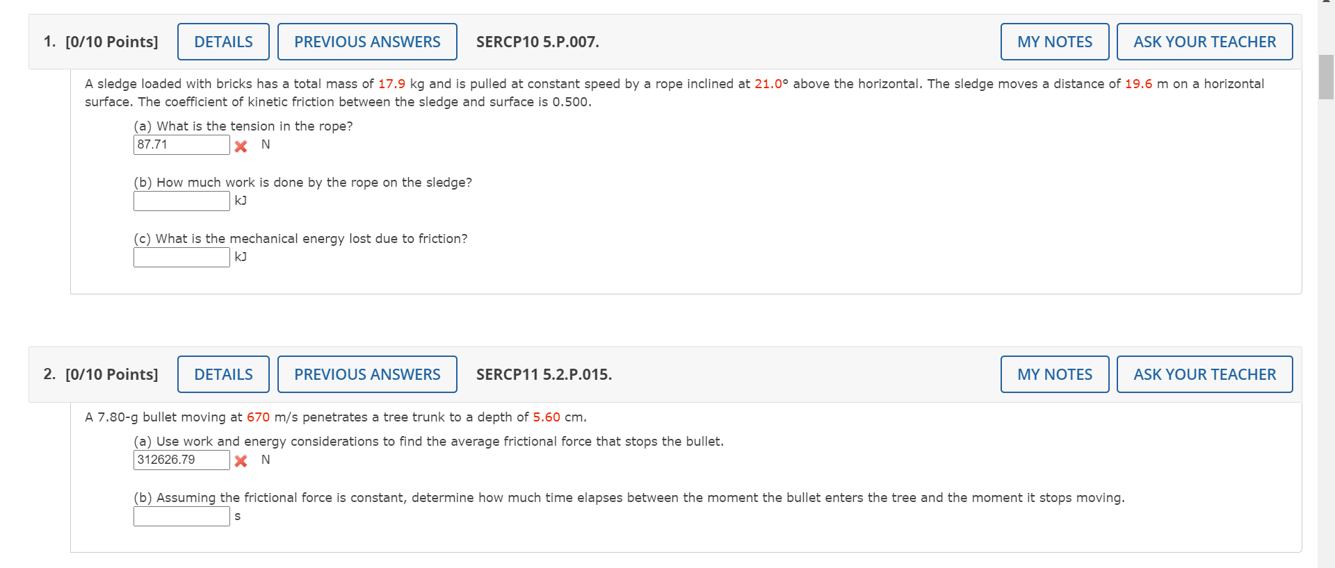 Solved 1. [0/10 Points] DETAILS PREVIOUS ANSWERS SERCP10 | Chegg.com