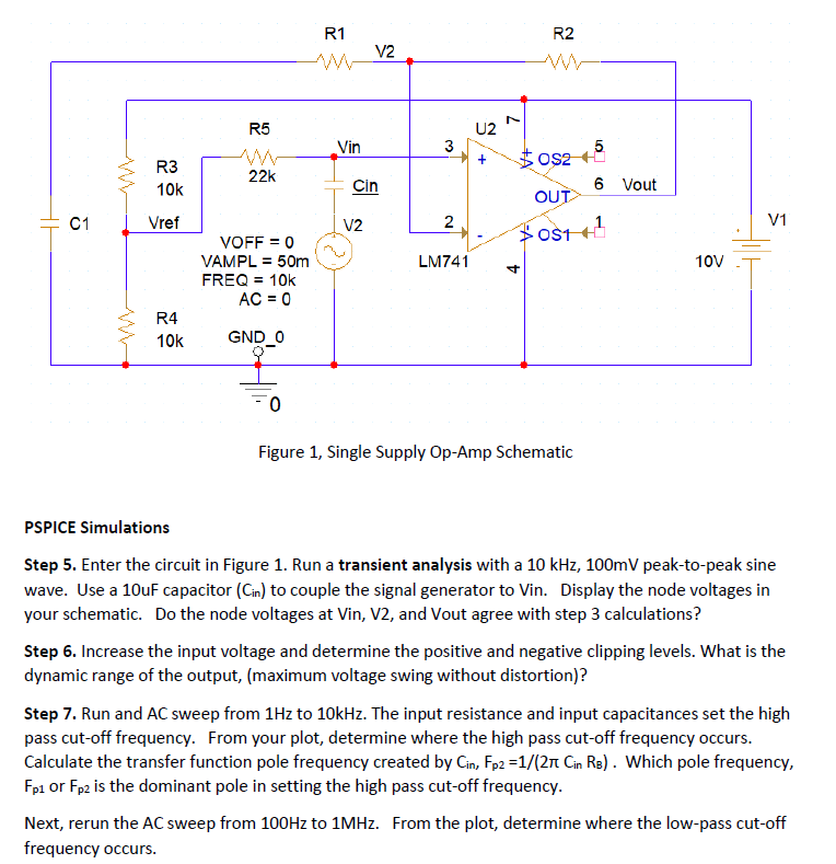 Solved Figure 1, Single Supply Op-Amp Schematic PSPICE | Chegg.com