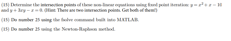 how to find the point of intersection of two non linear equations