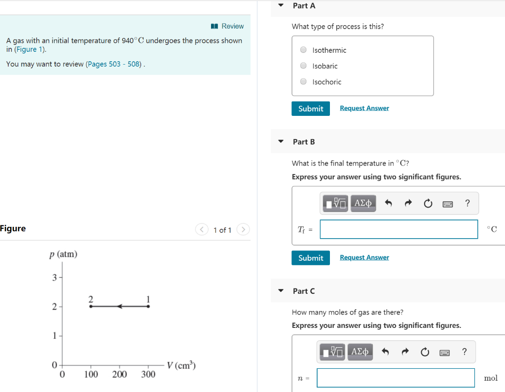 Solved Part A Review What type of process is this? A gas | Chegg.com