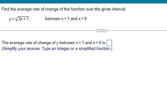 Solved Find the average rate of change of the function over | Chegg.com