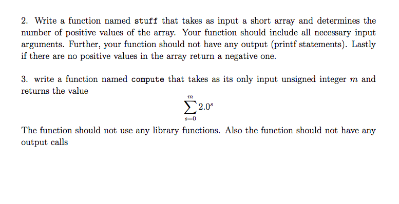Solved 2. Write a function named stuff that takes as input a | Chegg.com