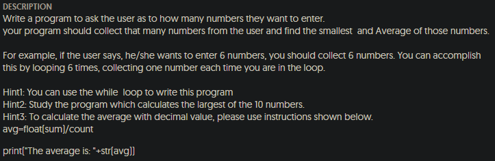 Solved DESCRIPTION Write a program to ask the user as to how | Chegg.com