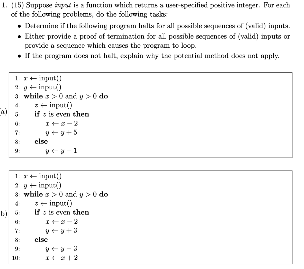 1. (15) Suppose Input Is A Function Which Returns A | Chegg.com