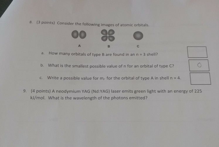 Solved 8. (3 points) Consider the following images of atomic | Chegg.com