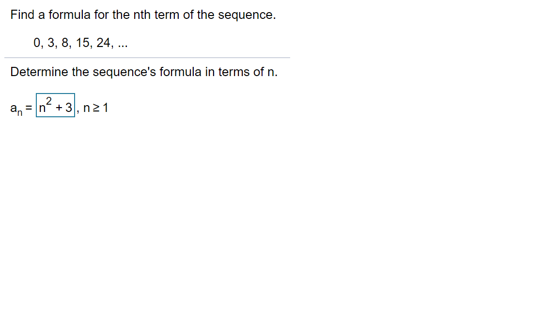 Solved Find A Formula For The Nth Term Of The Sequence 0