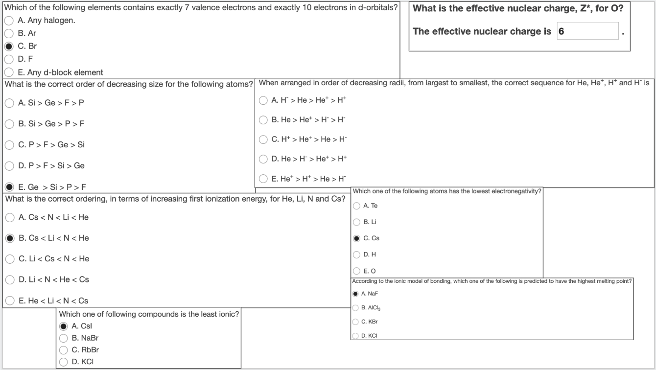 Solved What Is The Effective Nuclear Charge Z For O W Chegg Com