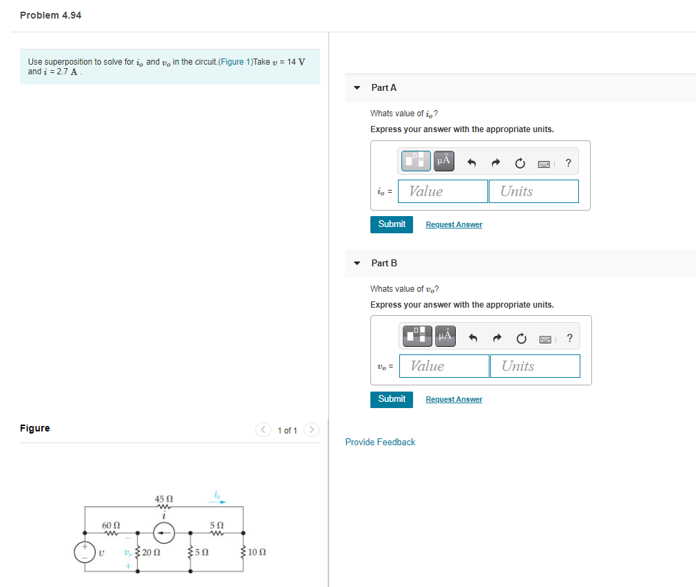 Solved Problem 4.94 Use Superposition To Solve For I, And V, | Chegg.com