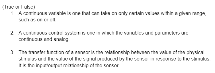 True or False) 1. A continuous variable is one that | Chegg.com