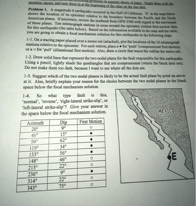 Solved Problem Problem 1. A Magnitude 6 Earthquake Occurred | Chegg.com