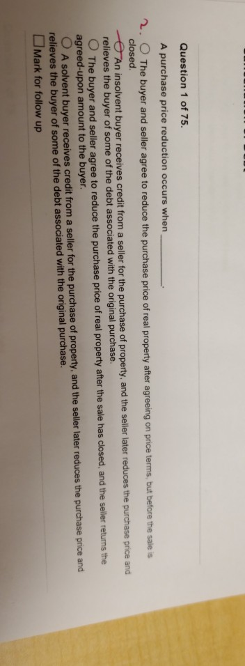 Solved Question 1 of 75. A purchase price reduction occurs | Chegg.com