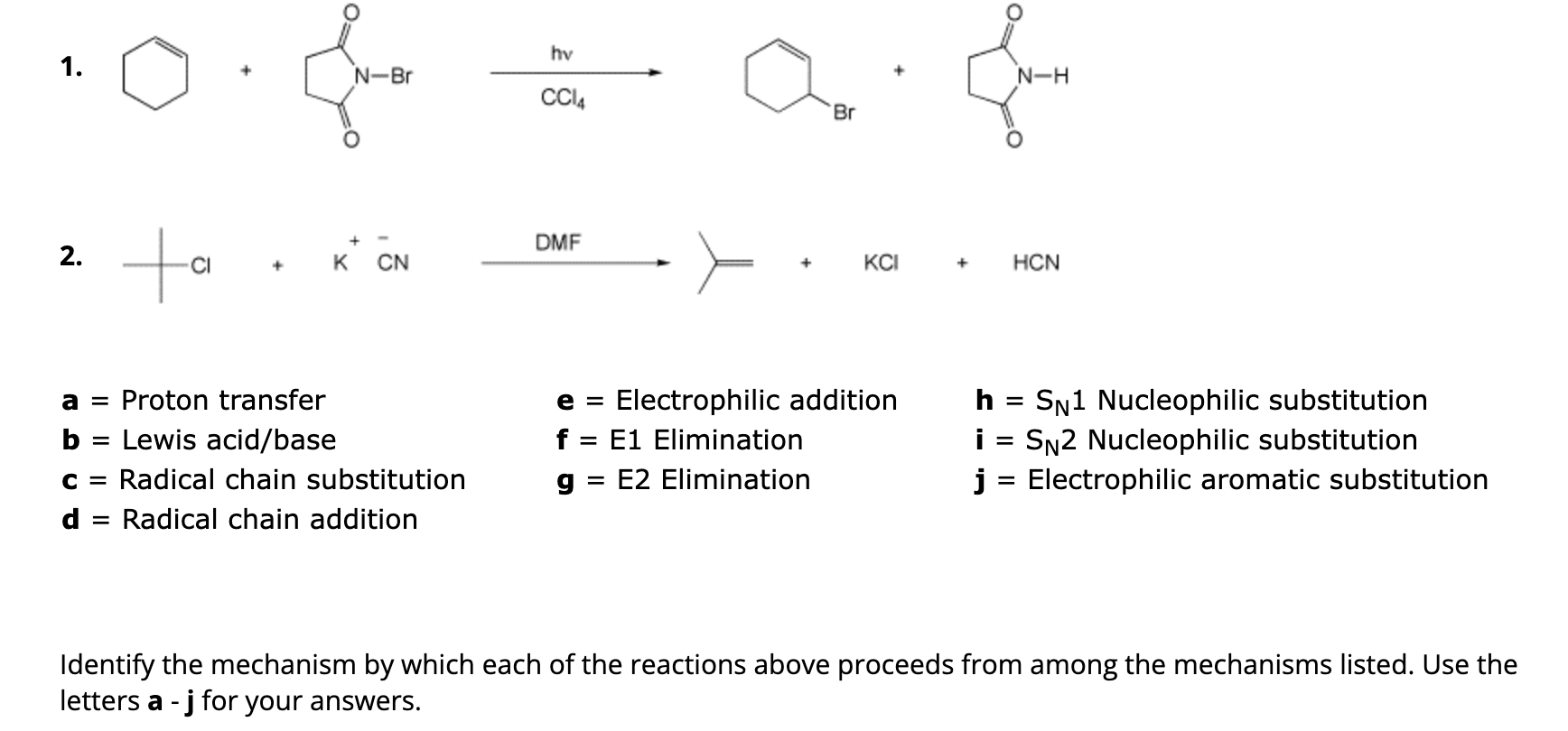 Solved Identify the mechanism by which each of the reactions | Chegg.com