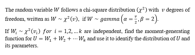 Solved The Random Variable W Follows A Chi Square Distrib Chegg Com