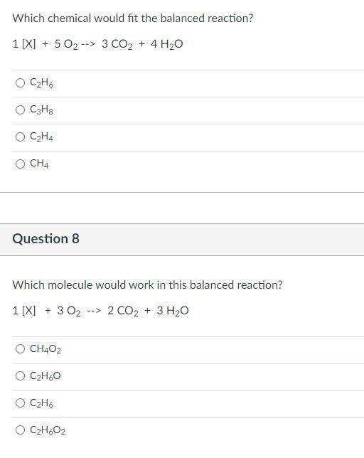 Solved Which chemical would fit the balanced reaction? 1 [X] | Chegg.com