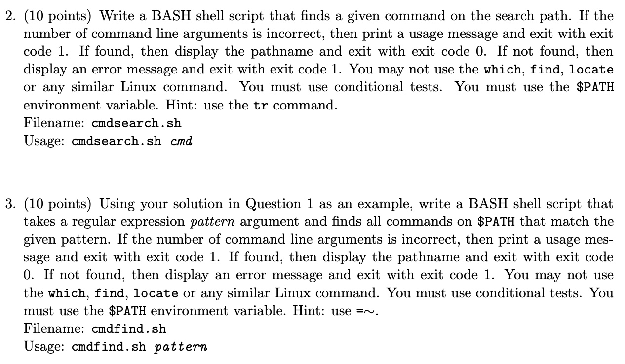 Solved 2. (10 ﻿points) ﻿Write a BASH shell script that finds | Chegg.com