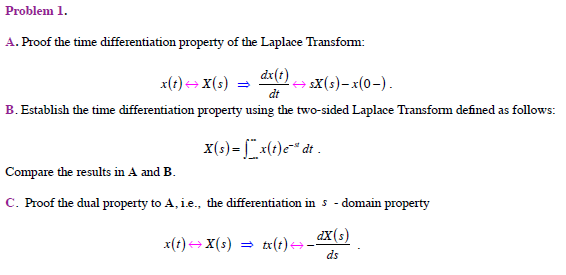 Solved Problem 1. A. Proof the time differentiation property | Chegg.com