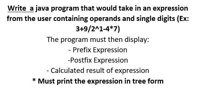 Solved Write a java program that would take in an expression | Chegg.com