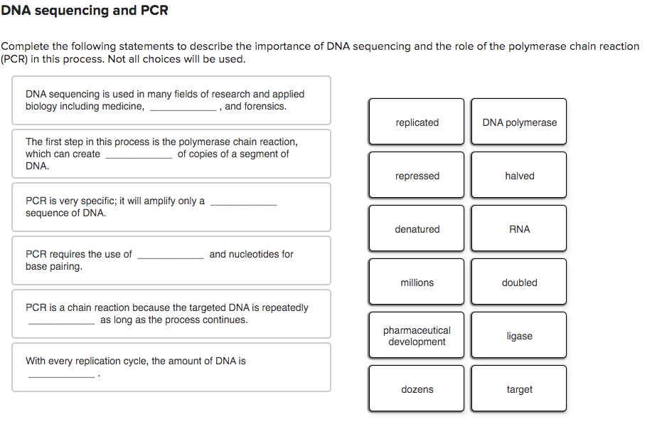 Solved DNA sequencing and PCR Complete the following | Chegg.com