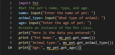 Solved # The Pet Program class Pet(object): # The | Chegg.com