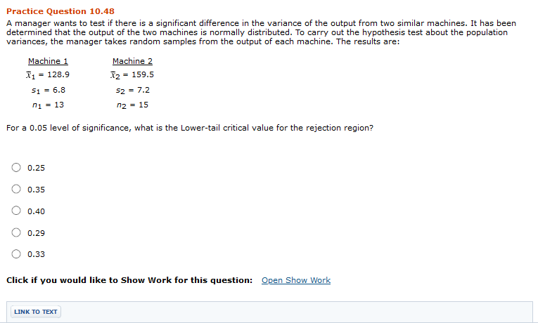 Solved Practice Question 10.48 A Manager Wants To Test If | Chegg.com