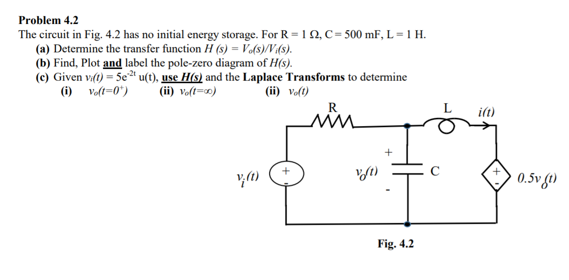 Solved Problem 4 2 The Circuit In Fig 4 2 Has No Initial Chegg Com