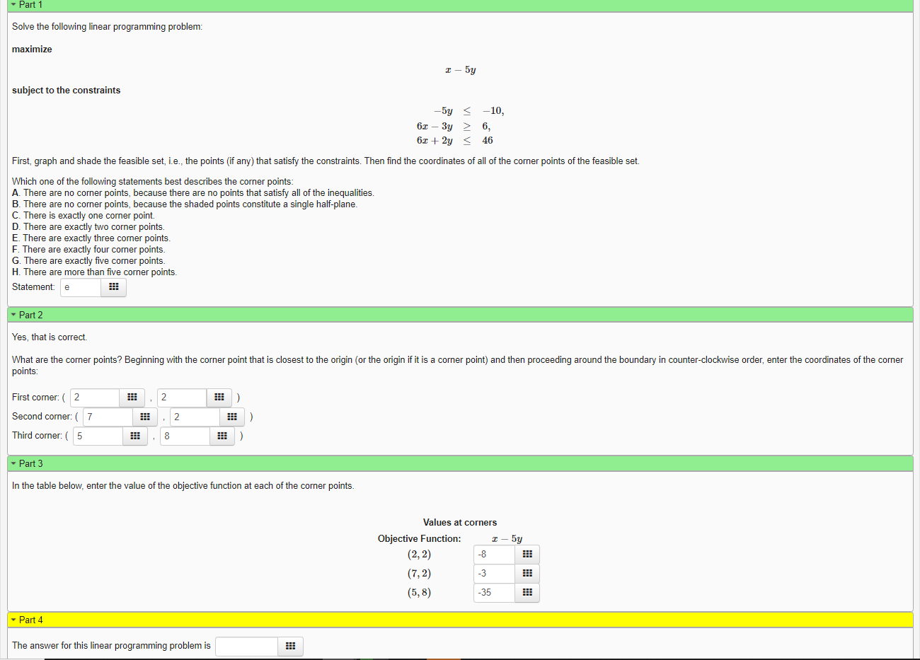 Solved - Part 1 Solve the following linear programming | Chegg.com