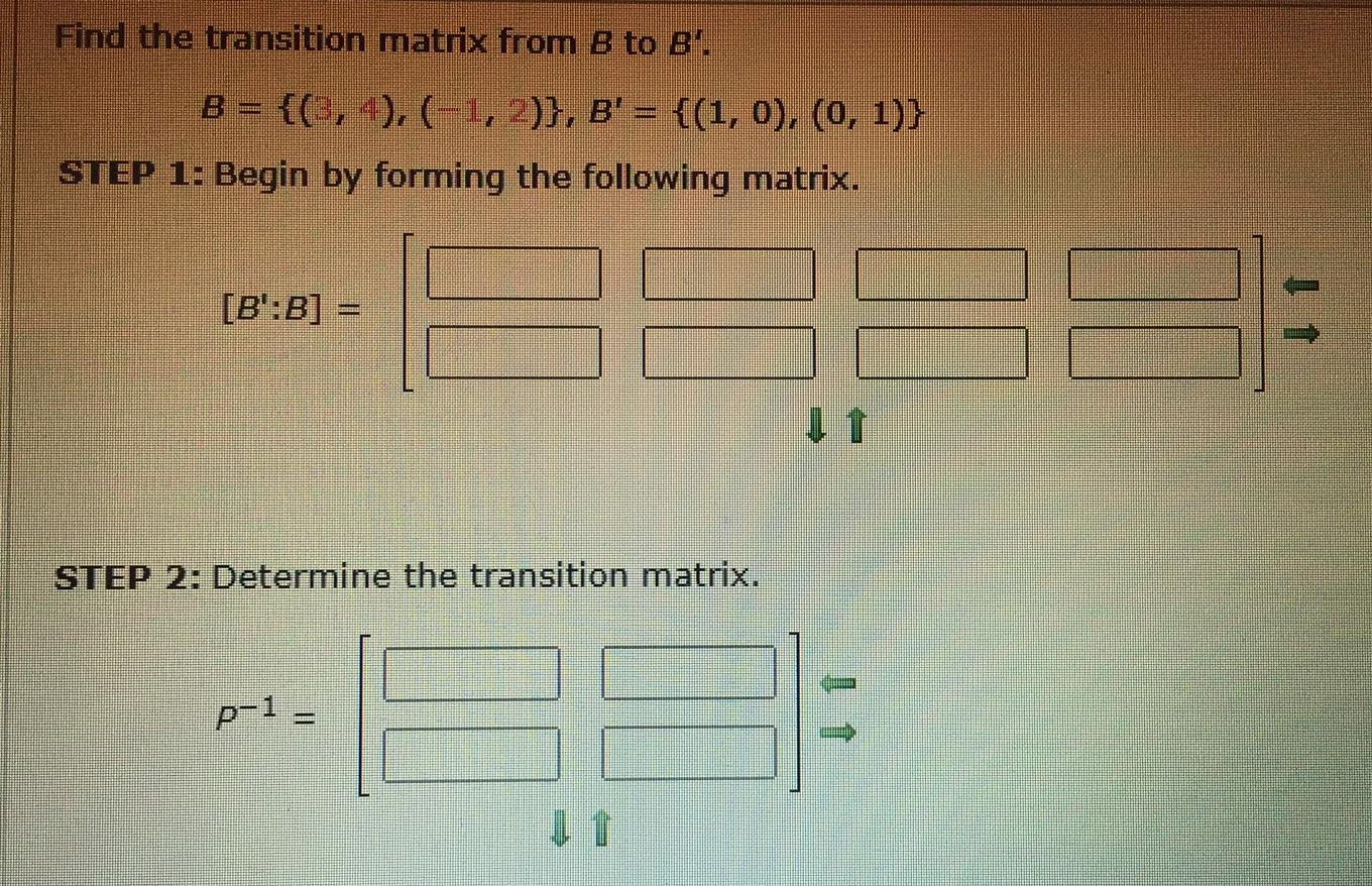 Solved Find The Transition Matrix From B To B'. B = {(3, 4), | Chegg.com